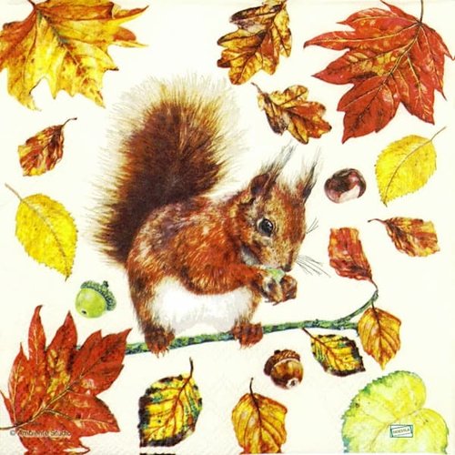 2 serviettes papier -animaux bois -77