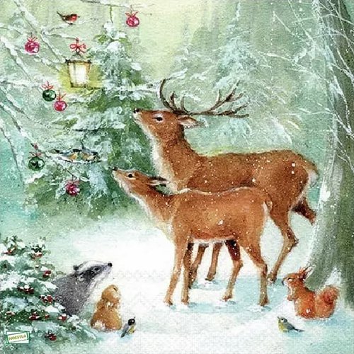 2 serviettes papier -animaux bois -94