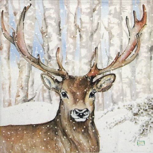2 serviettes papier -animaux bois -97