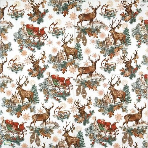 2 serviettes papier -animaux bois -102
