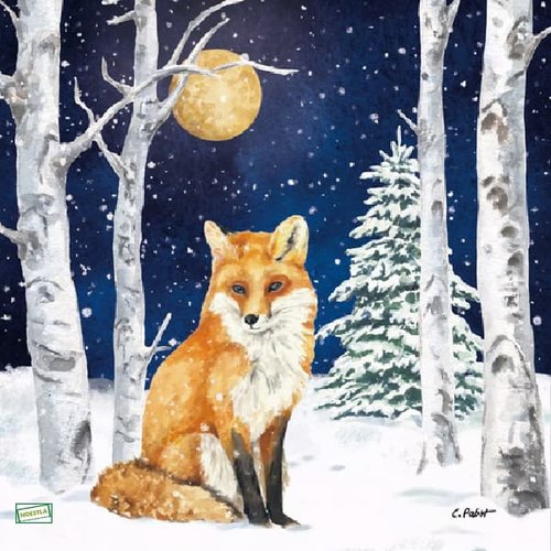 2 serviettes papier -animaux bois -110