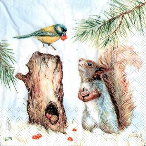 2 serviettes papier -animaux bois -119