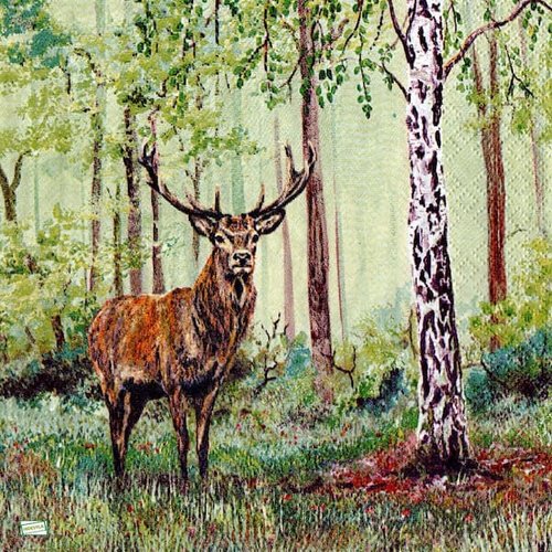 2 serviettes papier -animaux bois -123