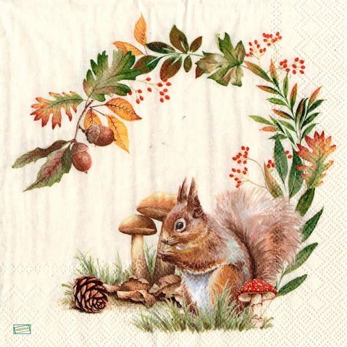 2 serviettes papier -animaux bois -124