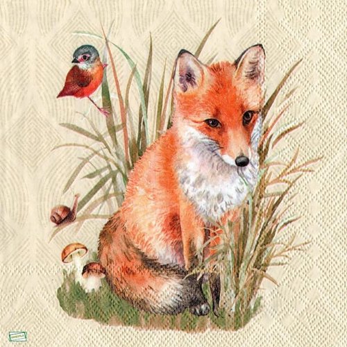 2 serviettes papier -animaux bois -125