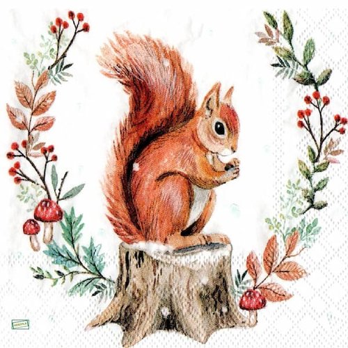 2 serviettes papier -animaux bois -140