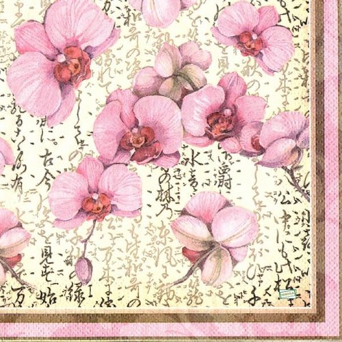 2 serviettes papier - orchidés lys -14