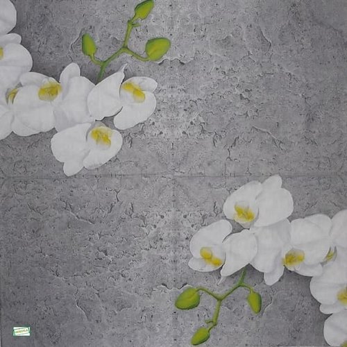 2 serviettes papier - orchidés lys -15