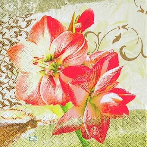 2 serviettes papier - orchidés lys -38