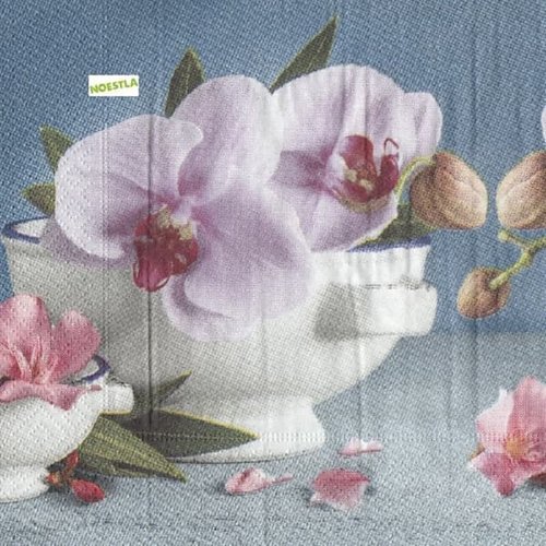 2 serviettes papier - orchidés lys -53