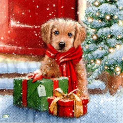 2 serviettes papier - chiens - 10