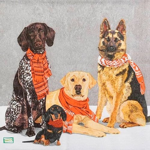 2 serviettes papier - chiens - 22