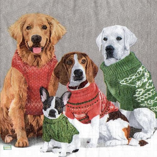 2 serviettes papier - chiens - 38