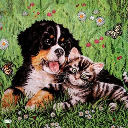 2 serviettes papier - chiens - 48