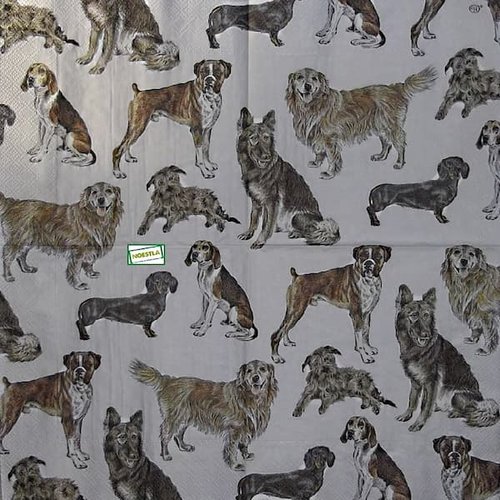 2 serviettes papier - chiens - 61