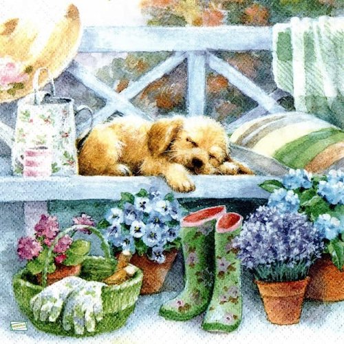2 serviettes papier - chiens - 63