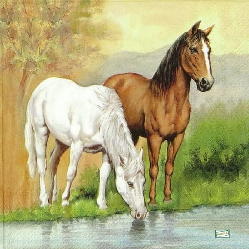 2 serviettes papier - les chevaux -3
