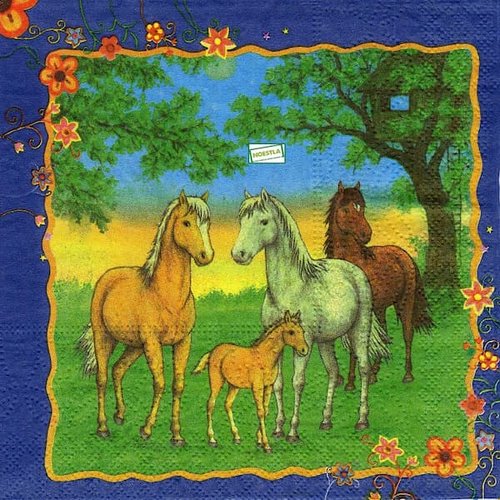 2 serviettes papier - les chevaux -16