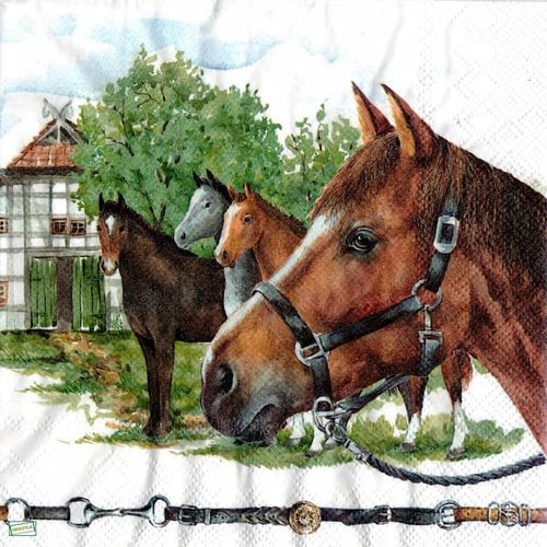 2 serviettes papier - les chevaux -30