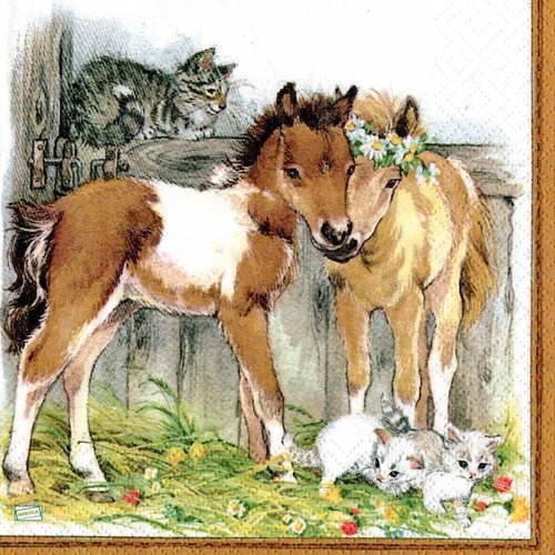 2 serviettes papier - les chevaux -35