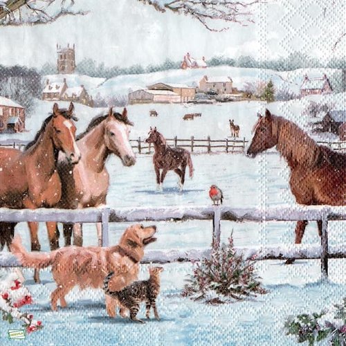 2 serviettes papier - les chevaux -54