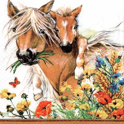 2 serviettes papier - les chevaux -56