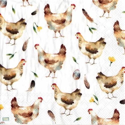 2 serviettes papier - oiseaux ferme -9