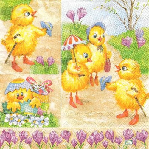 2 serviettes papier - oiseaux ferme -10