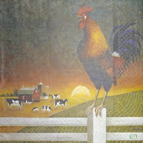 2 serviettes papier - oiseaux ferme -25