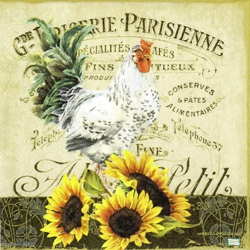2 serviettes papier - oiseaux ferme -26