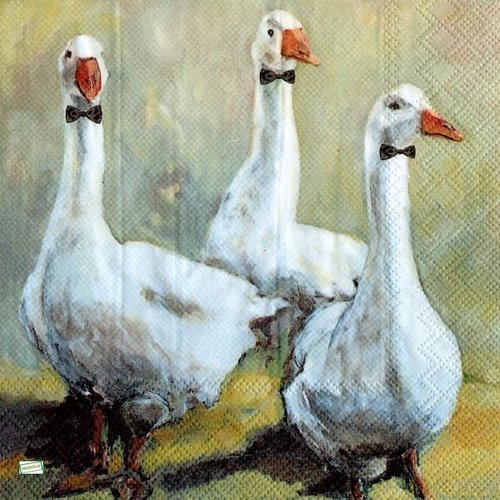 2 serviettes papier - oiseaux ferme -30