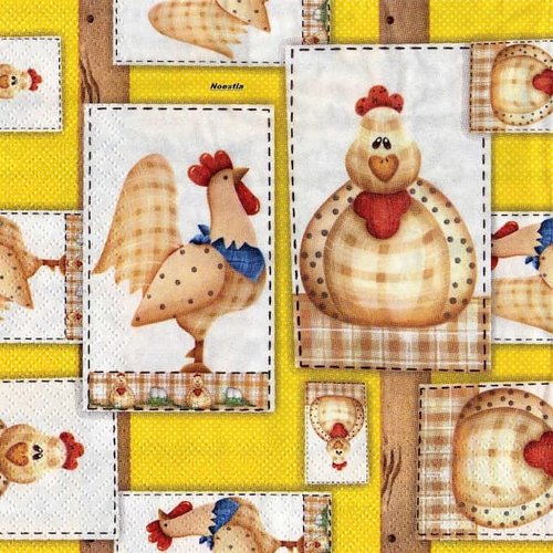 2 serviettes papier - oiseaux ferme -33