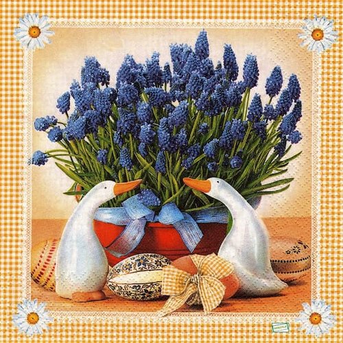 2 serviettes papier - oiseaux ferme -39