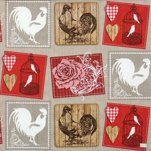 2 serviettes papier - oiseaux ferme -47