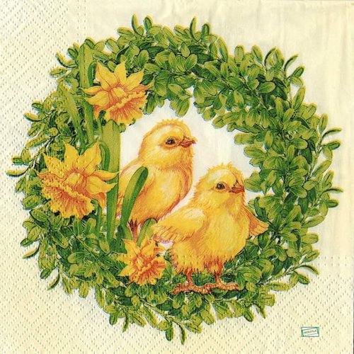 2 serviettes papier - oiseaux ferme -54