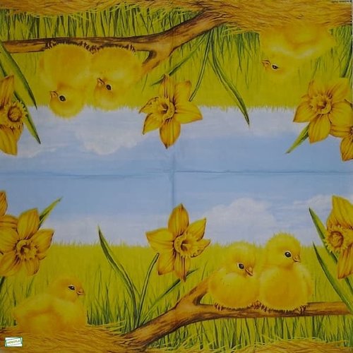 2 serviettes papier - oiseaux ferme -56
