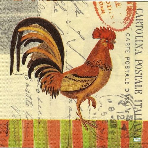 2 serviettes papier - oiseaux ferme -60