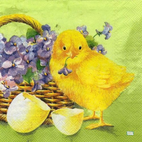 2 serviettes papier - oiseaux ferme -63