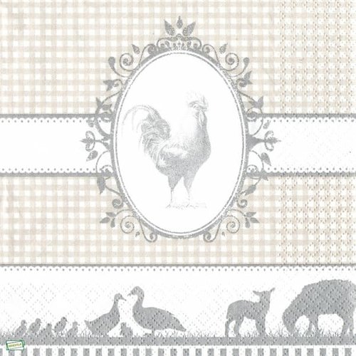 2 serviettes papier- oiseaux ferme -91