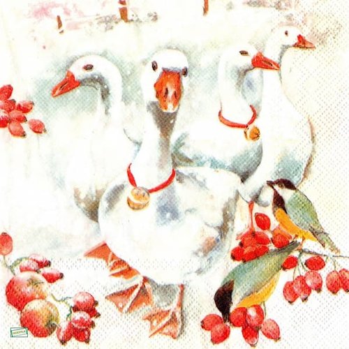 -2 serviettes papier oiseaux ferme -92