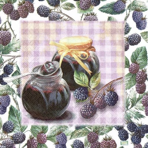 2 serviettes papier - fruits rouge -4