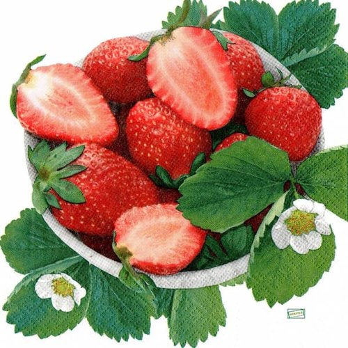 2 serviettes papier - fruits rouge -5