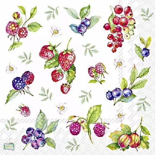 2 serviettes papier - fruits rouge -6