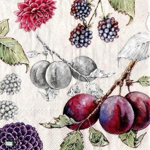 2 serviettes papier - fruits rouge -8