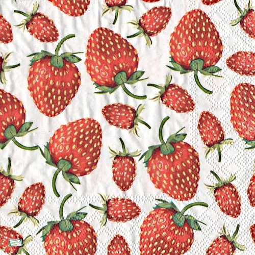 2 serviettes papier  - fruits rouge -9