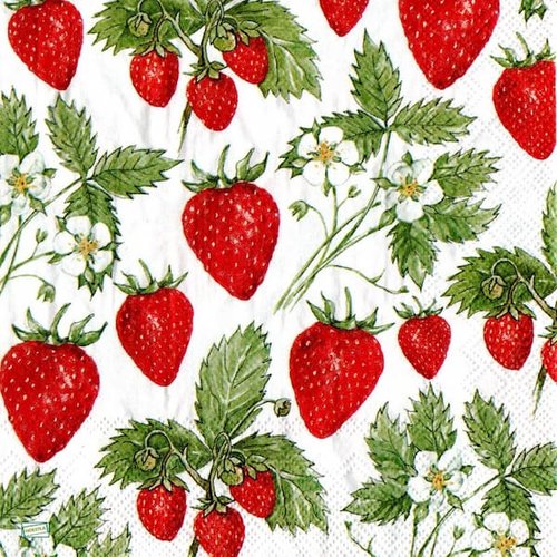 2 serviettes papier - fruits rouge -17