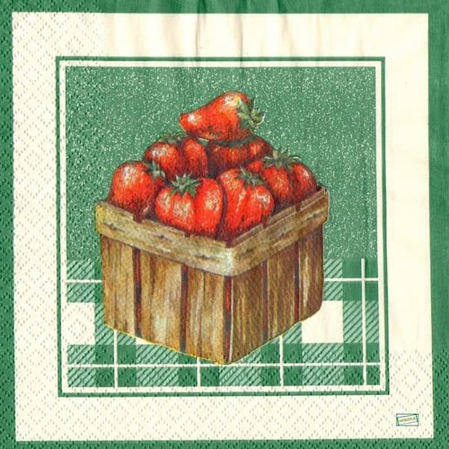 2 serviettes papier - fruits rouge -18