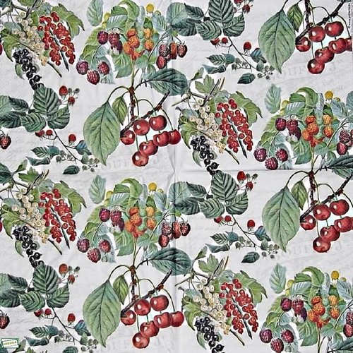 2 serviettes papier  - fruits rouge -19
