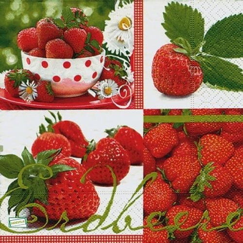 2 serviettes papier - fruits rouge -22
