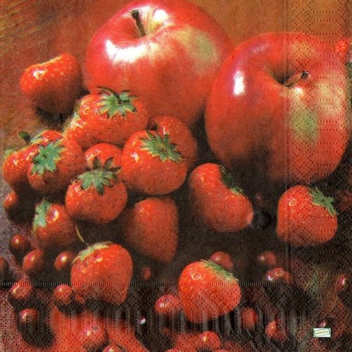 2 serviettes papier - fruits rouge -33
